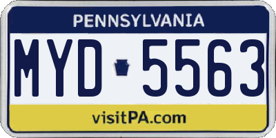 PA license plate MYD5563