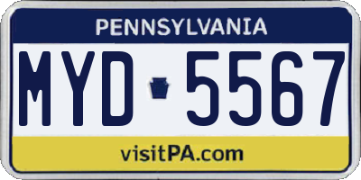 PA license plate MYD5567