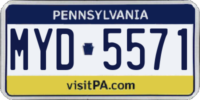 PA license plate MYD5571