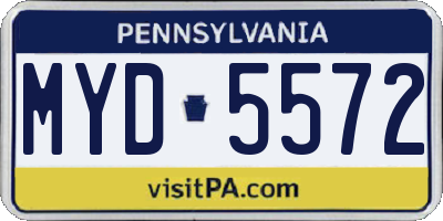 PA license plate MYD5572