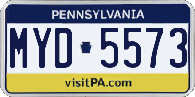PA license plate MYD5573