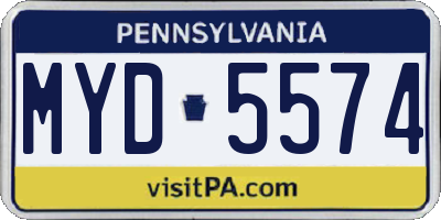 PA license plate MYD5574