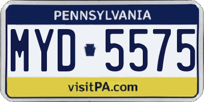 PA license plate MYD5575