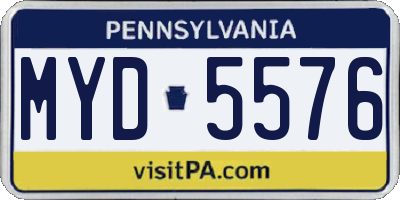 PA license plate MYD5576