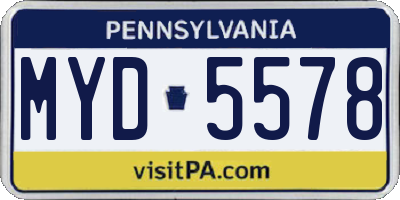 PA license plate MYD5578
