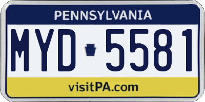 PA license plate MYD5581