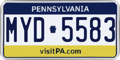 PA license plate MYD5583