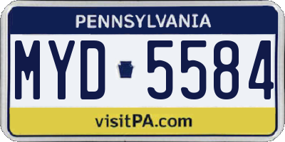 PA license plate MYD5584