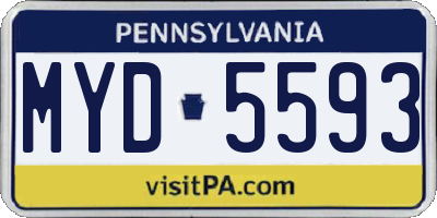 PA license plate MYD5593