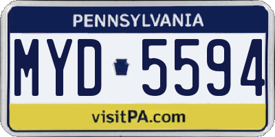 PA license plate MYD5594