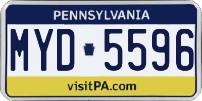 PA license plate MYD5596