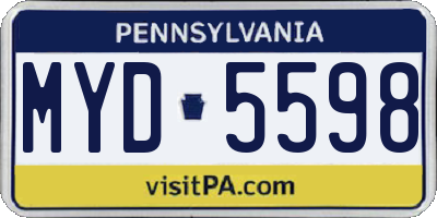 PA license plate MYD5598