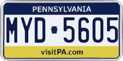 PA license plate MYD5605