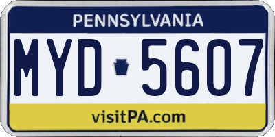 PA license plate MYD5607