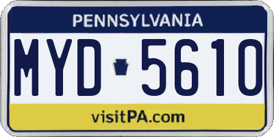 PA license plate MYD5610