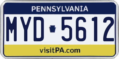 PA license plate MYD5612