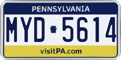 PA license plate MYD5614