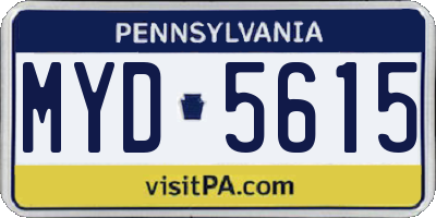 PA license plate MYD5615