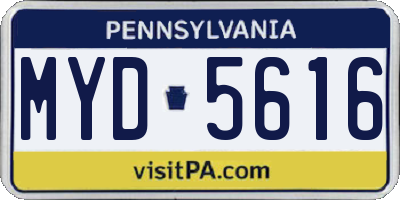 PA license plate MYD5616