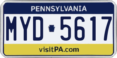 PA license plate MYD5617
