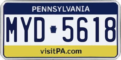 PA license plate MYD5618
