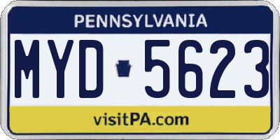 PA license plate MYD5623
