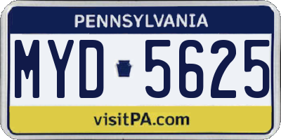 PA license plate MYD5625