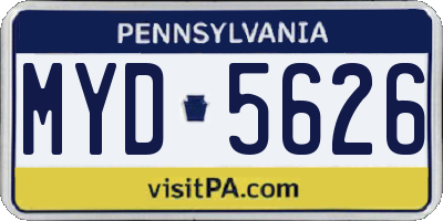 PA license plate MYD5626