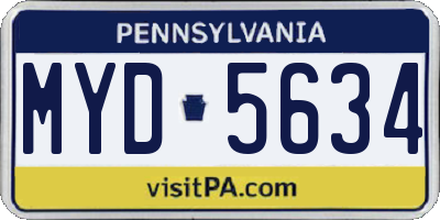 PA license plate MYD5634