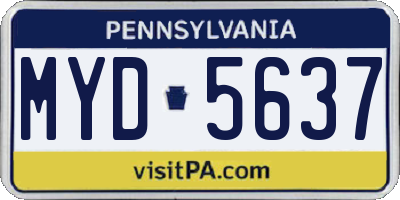 PA license plate MYD5637