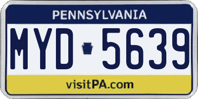 PA license plate MYD5639