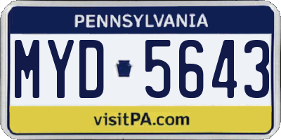 PA license plate MYD5643