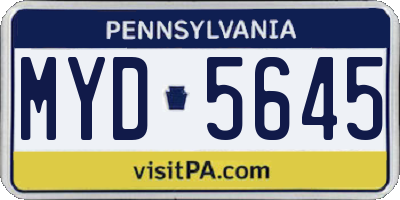 PA license plate MYD5645
