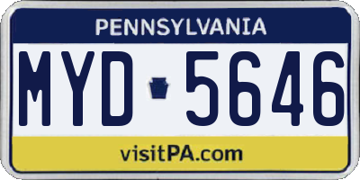 PA license plate MYD5646