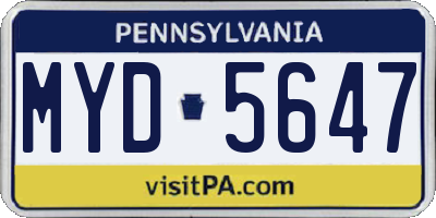 PA license plate MYD5647