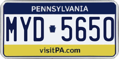 PA license plate MYD5650