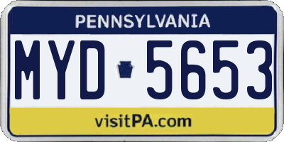 PA license plate MYD5653