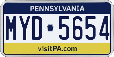 PA license plate MYD5654