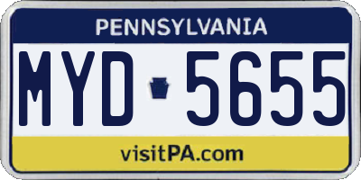PA license plate MYD5655