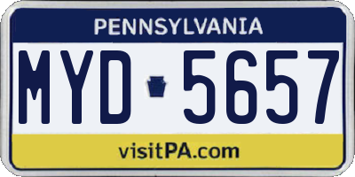PA license plate MYD5657
