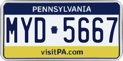 PA license plate MYD5667