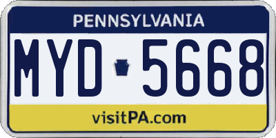 PA license plate MYD5668