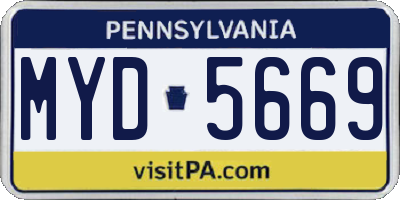 PA license plate MYD5669