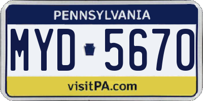PA license plate MYD5670