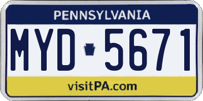 PA license plate MYD5671