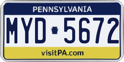 PA license plate MYD5672