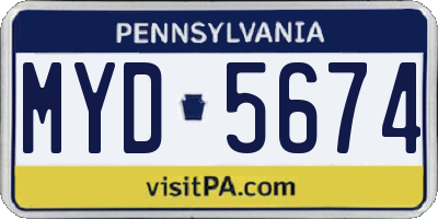 PA license plate MYD5674