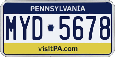 PA license plate MYD5678
