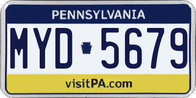 PA license plate MYD5679