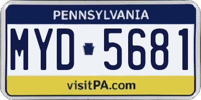 PA license plate MYD5681